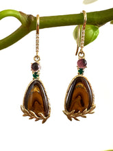 Load image into Gallery viewer, 14K Yellow Gold Boulder Opal Drop Earrings
