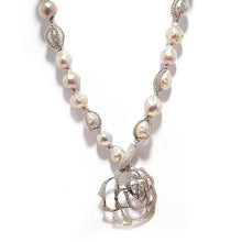 Load image into Gallery viewer, Fresh Water Pearl with pave diamond encrusted flower

