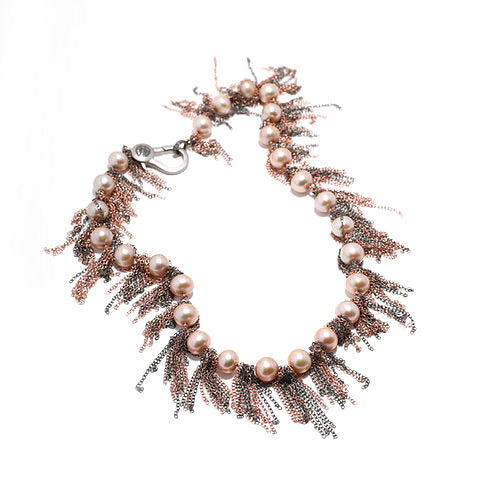 Pink Fresh Water Pearl Fringe Necklace