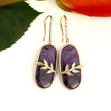 Load image into Gallery viewer, Sugilite Gold Drop Earrings
