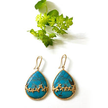 Load image into Gallery viewer, Turquoise Rose Gold Drop Earrings
