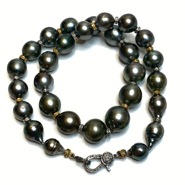 Tahitian Pearl & Pave Diamond Collar Necklace