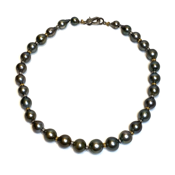 Tahitian Pearl & Pave Diamond Collar Necklace