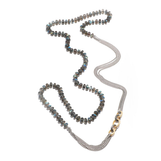 Labradorite & Pave Diamond Link Chain necklace