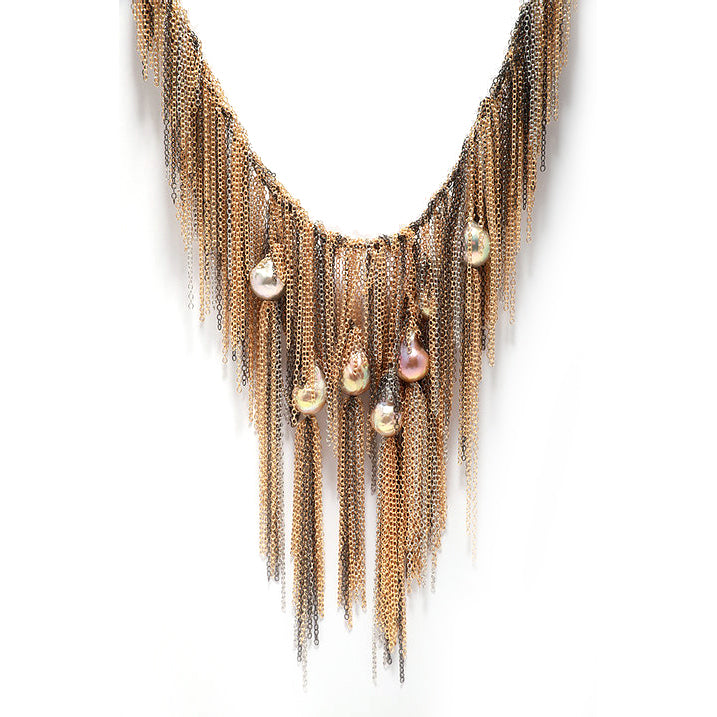 Fresh Water Pearl Waterfall Fringe Necklace