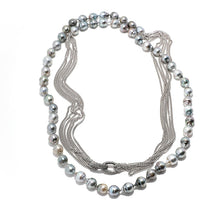 Load image into Gallery viewer, Tahitian Pearl Chain Necklace with Pave Diamond Links
