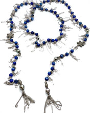 Load image into Gallery viewer, Kyanite &amp; Pave Diamond Bead Sterling Silver Chain Long Necklace
