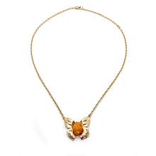Load image into Gallery viewer, Fire Mexican opal Butterfly on handmade chain necklace
