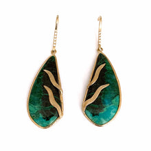Load image into Gallery viewer, Chrysocolla Gold Drop Earrings
