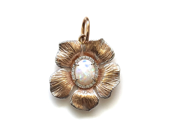 Rose Gold & Australian Opal Flower Pendant