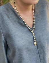 Load image into Gallery viewer, Tahitian Pearl Lariat Necklace Accented with Pave Diamonds
