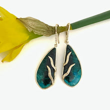 Load image into Gallery viewer, Chrysocolla Gold Drop Earrings
