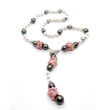 Load image into Gallery viewer, Tahitian and Akoya Pearl Necklace with a Pink Opals
