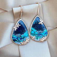 Load image into Gallery viewer, 14k Rose Gold Chrysocolla Teardrop Earring
