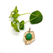 Load image into Gallery viewer, Rose Gold &amp; Chrysoprase Leaf Pendant
