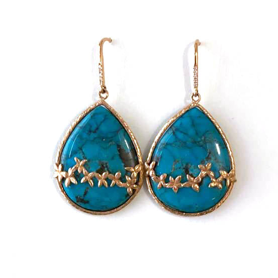 Turquoise Rose Gold Drop Earrings