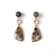 Load image into Gallery viewer, Crazy Lace Agate &amp; Moonstone Drop Earrings
