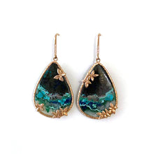Load image into Gallery viewer, 14k Rose Gold Chrysocolla Teardrop Earring
