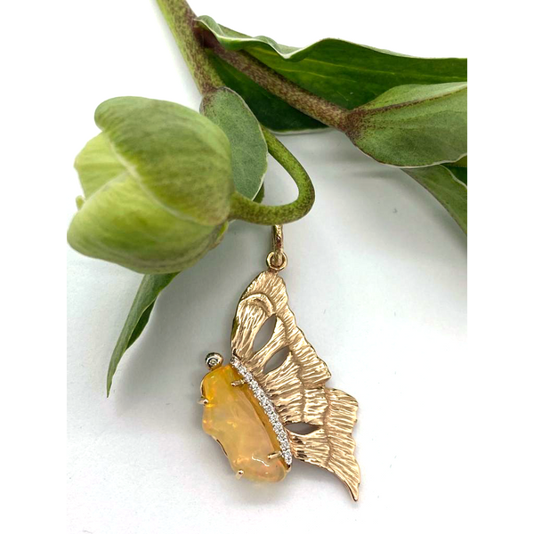 Opal & Diamond Butterfly Pendant Tanya E Designs