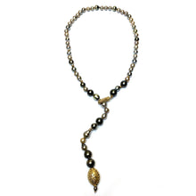 Load image into Gallery viewer, Tahitian Pearl Lariat Necklace Accented with Pave Diamonds
