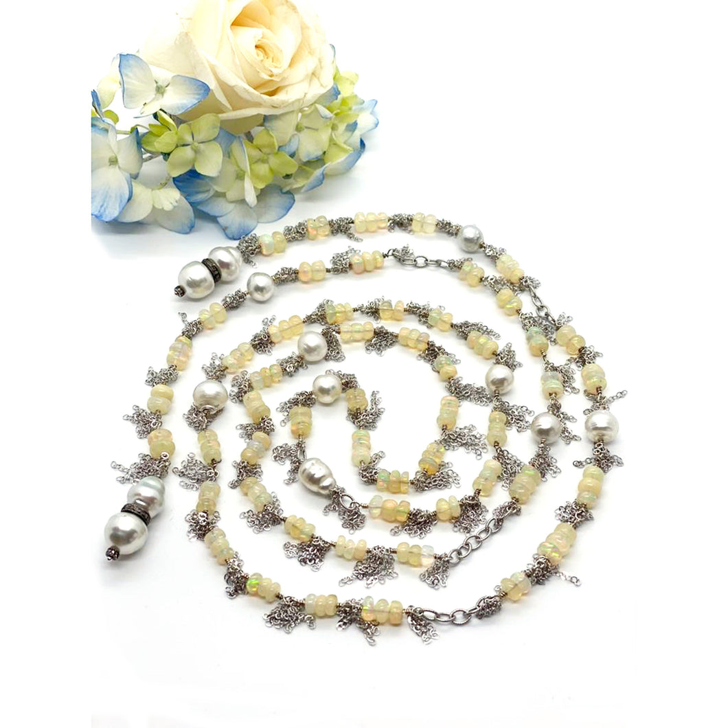 Opal & South Sea Pearl Chain necklace